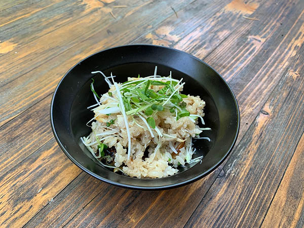 Smoked mackerel, Ginger and Summer garnish "Maze-gohan" by Koya