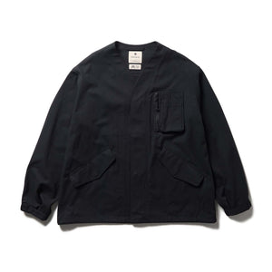 TAKIBI Herringbone Collarless Jacket Black JK-26SU00711019 - Snow Peak UK