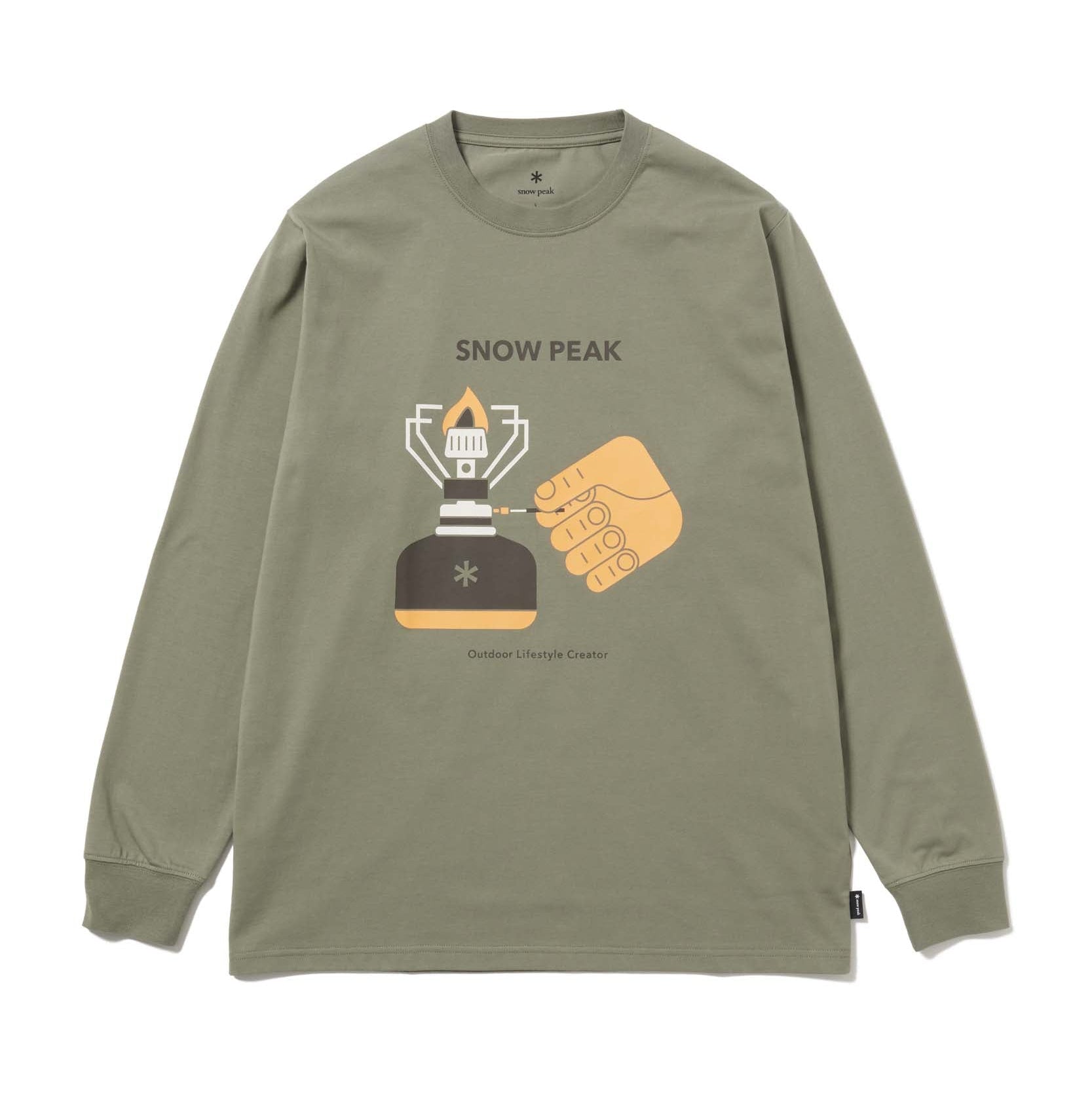 Enjoy Camping L/S T-Shirt Olive TS-26SU00111066 - Snow Peak UK