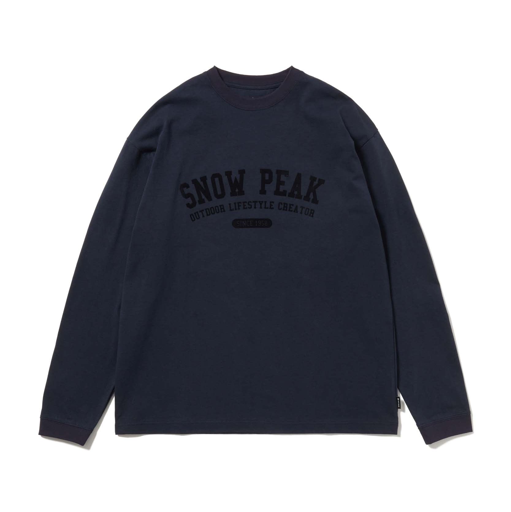 Varsity Logo L/S T-Shirt Dark Navy TS-26SU00211075 - Snow Peak UK