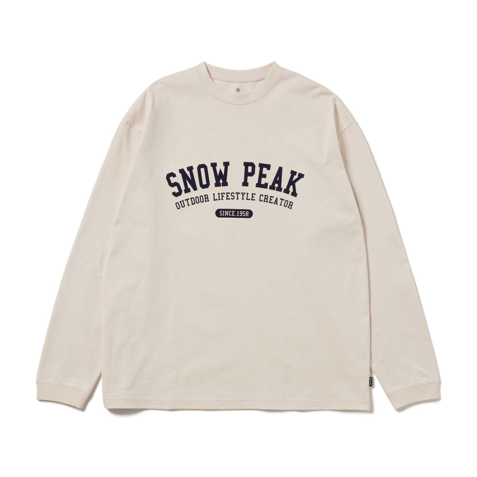 Varsity Logo L/S T-Shirt Off White TS-26SU00211002 - Snow Peak UK