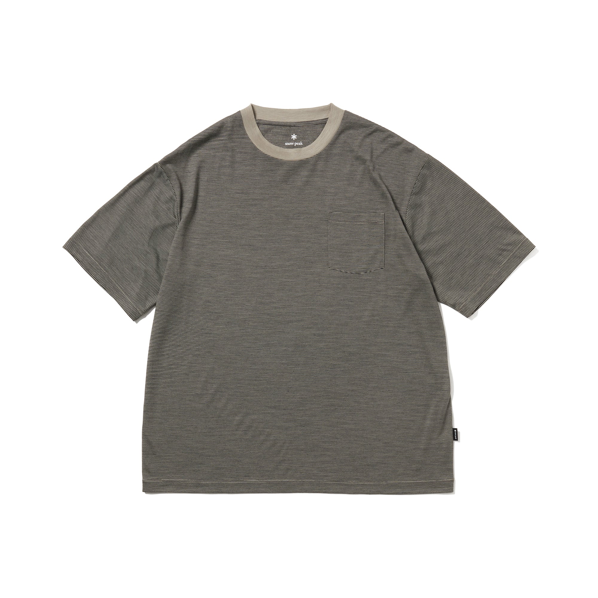 Summer Wool Stripe T-Shirt Greige CS-26SU00911023 - Snow Peak UK