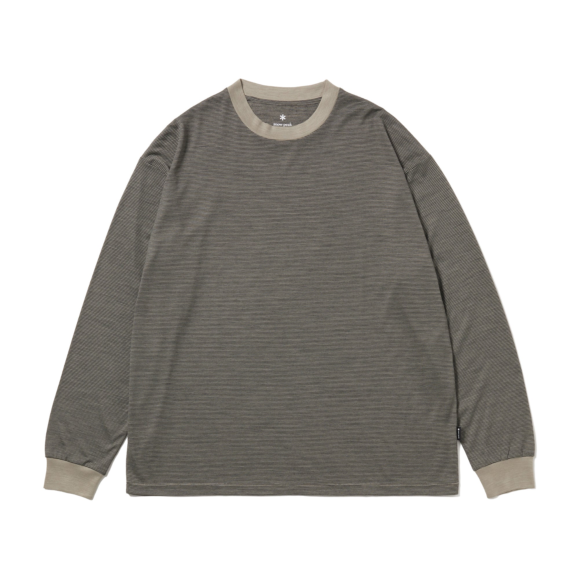 Summer Wool Stripe L/S T-Shirt Greige CS-26SU00611023 - Snow Peak UK