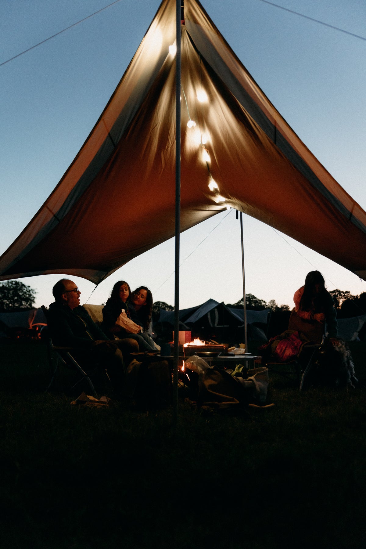 Evening Takibi under the Tarp at Snow Peak Way