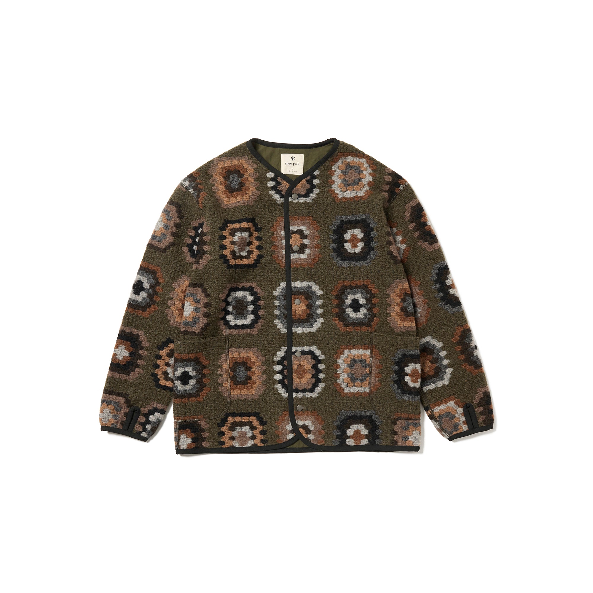 Wool Jacquard Cardigan Olive JK-25AU02402066 - Snow Peak UK