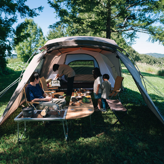 Awning creates extra space for  the Land Nest Shelter