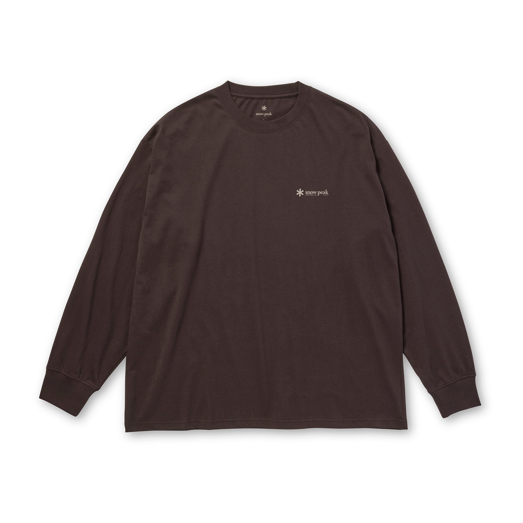 Soft Cotton Relaxed Logo L/S T-Shirt Brown 100268TS1002032 - Snow Peak UK