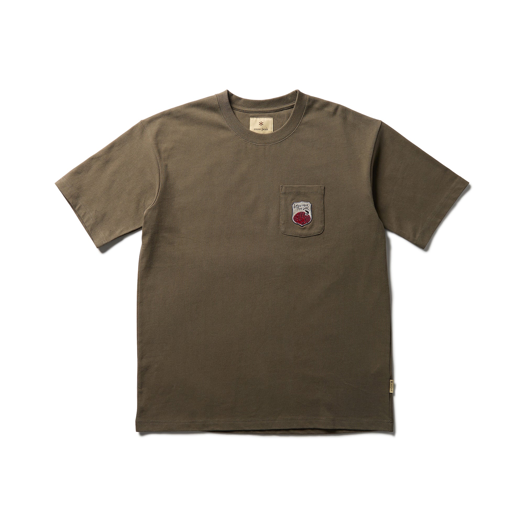 Trad Label Pocket Heavy T-Shirt Olive SPTL-TS-26SU90602066 - Snow Peak UK