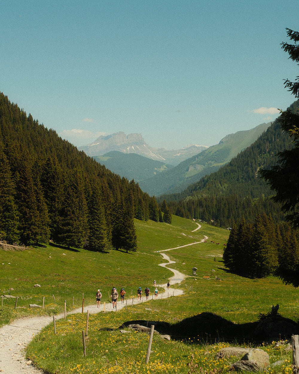 Valley walking Around Mont Blanc