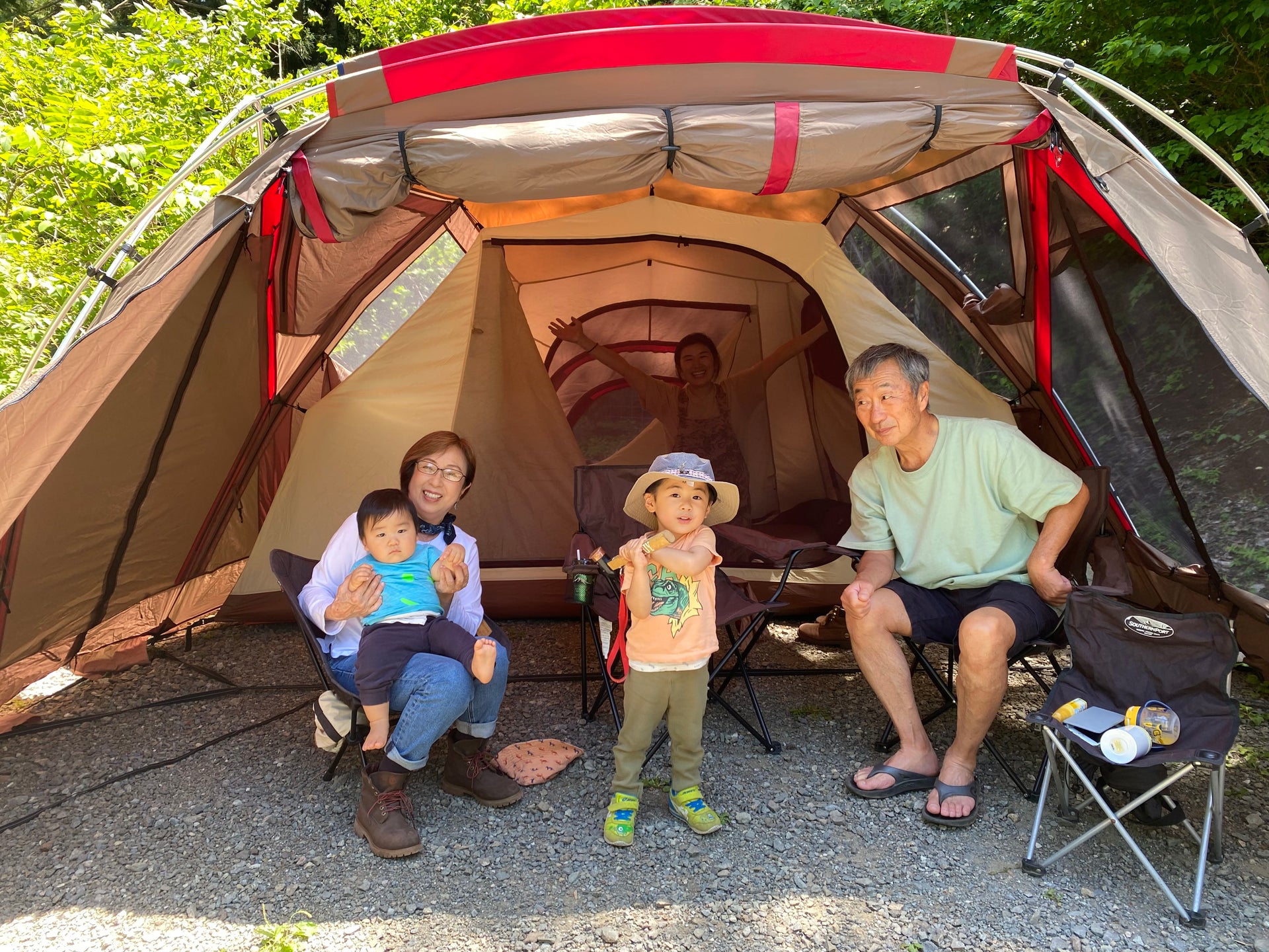 Three generations camping together