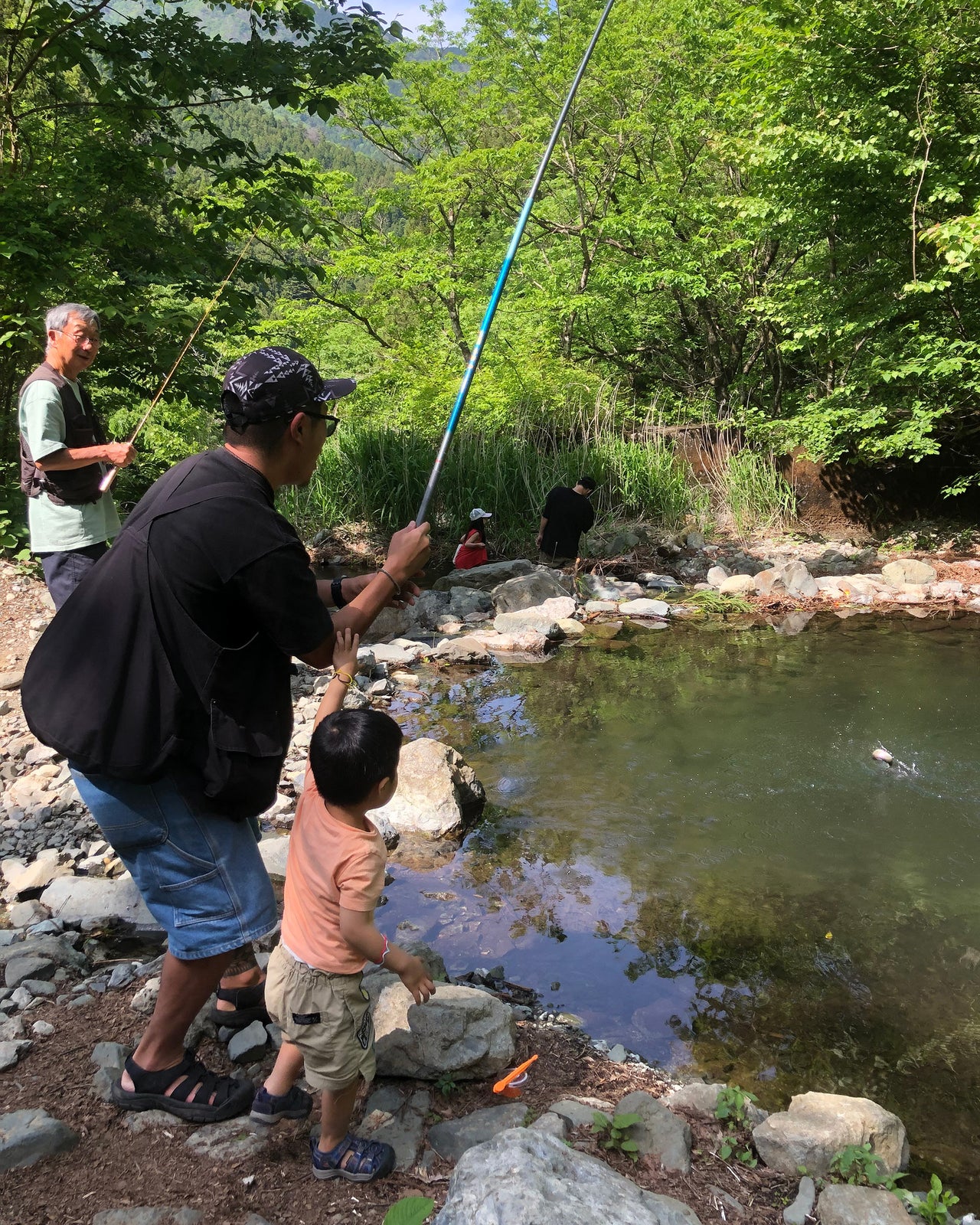 Child fishing camping activity