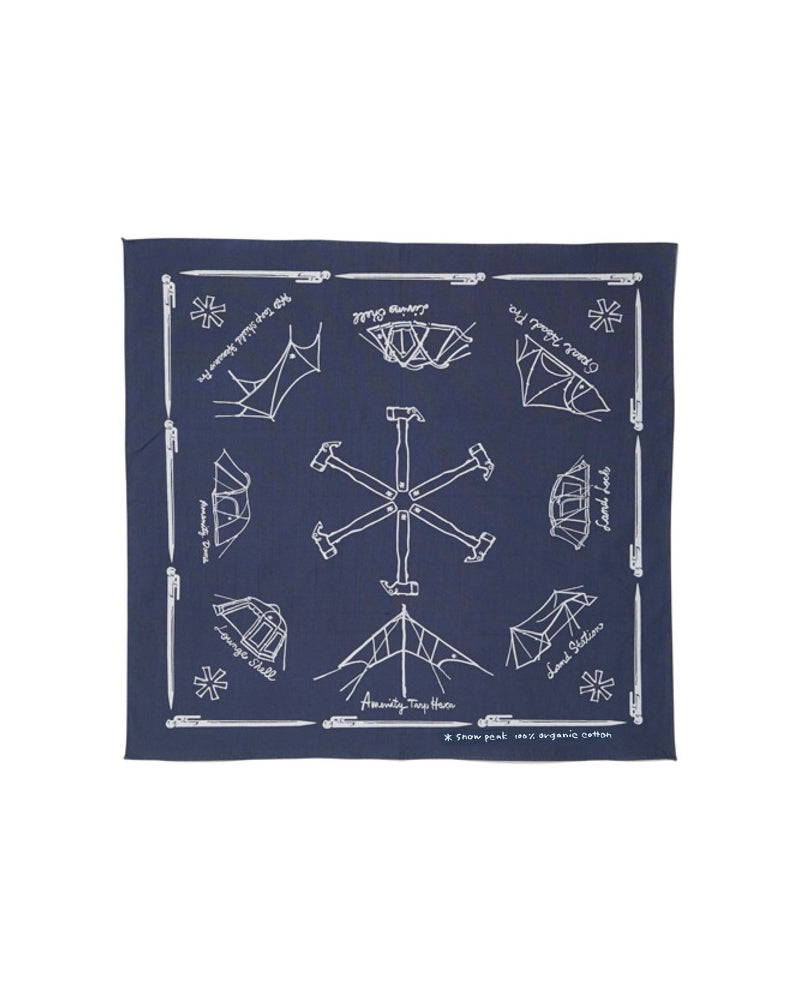 Organic Cotton Noasobi Bandana Navy AC-21AU205NV - Snow Peak UK